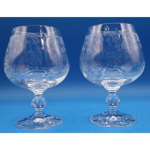 Bohemia Cascade Fine Lead Crystal‎ Brandy Glasses 4.75'' - Set of 2 *Pre-Owned*
